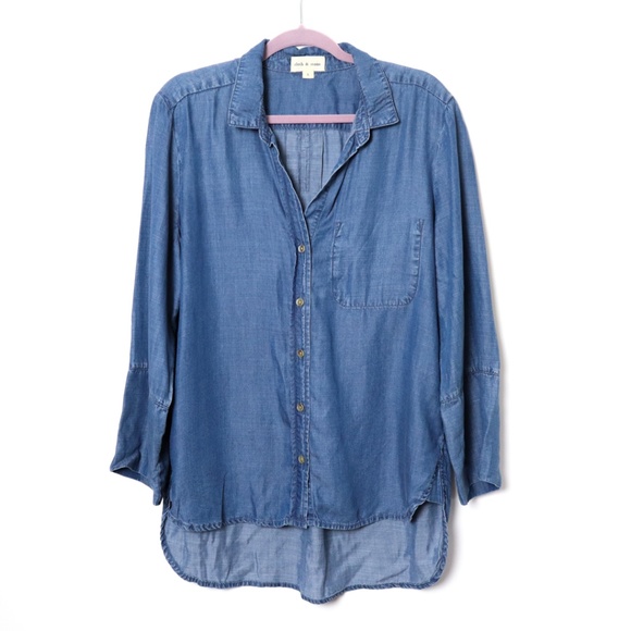 cloth & stone Tops - Cloth & Stone | Chambray Flare Sleeve Blouse L